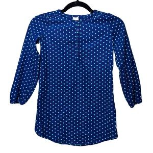 Tucker + Tate Corduroy Blue Polkadot Printed along Sleeve Tunic Longline Top 7